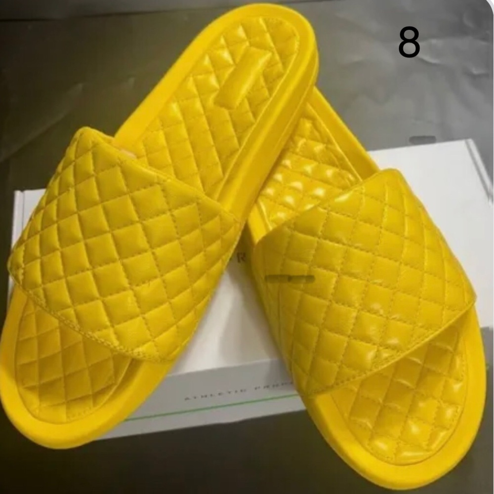 APL Yellow Quilted Lusso Leather Slide Sandals NEW IN BOX